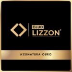 Um fundo preto com uma borda dourada exibe o logotipo e o nome do Club Lizzon em dourado. Na parte inferior, uma barra dourada apresenta "PLANO DIAMOND LIZZON" em letras maiúsculas pretas em negrito.