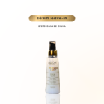 Um frasco de Sérum Capilar Leave-in Blindagem Capilar, 125 ml, está centralizado em um fundo claro com o nome e a descrição do produto exibidos acima.